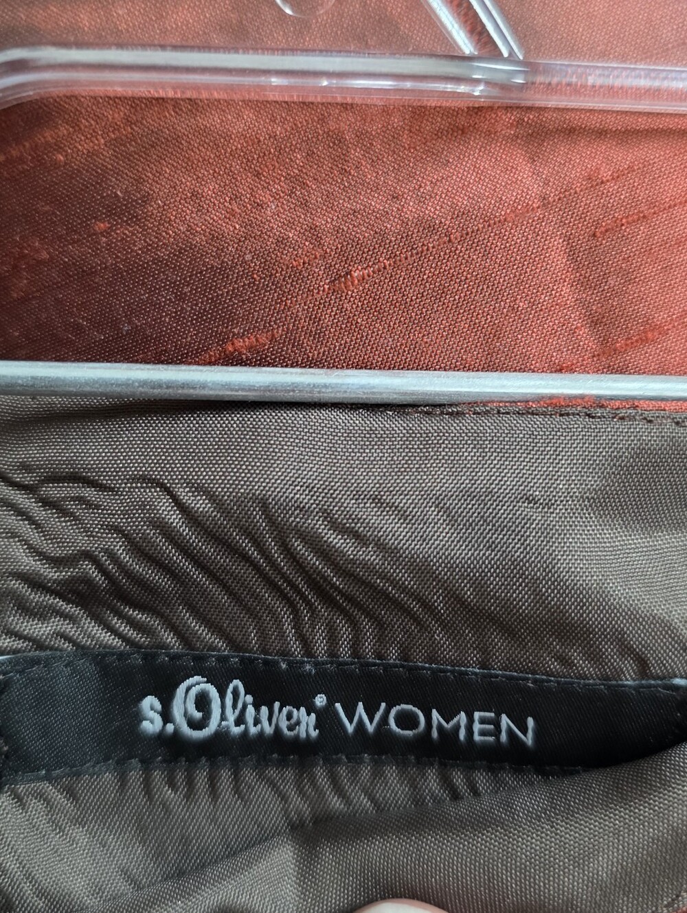 S. Oliver Women Rust Orange Crafted Silk Knee Length Skirt Size 38 - Picture 8 of 10